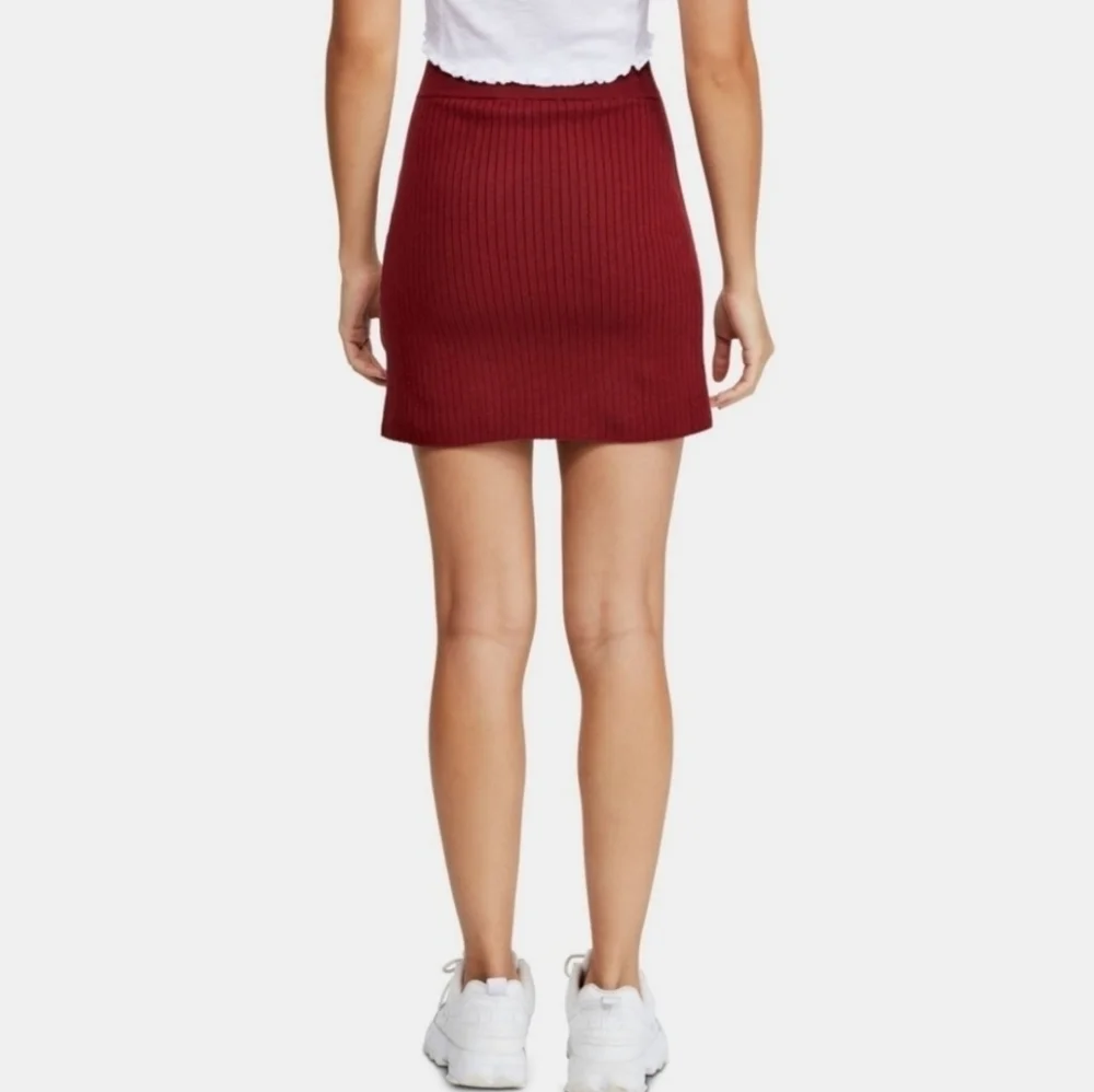 Free People Revolve Maroon Red High Rise Ribbed Knit Mod Wrap Skirt